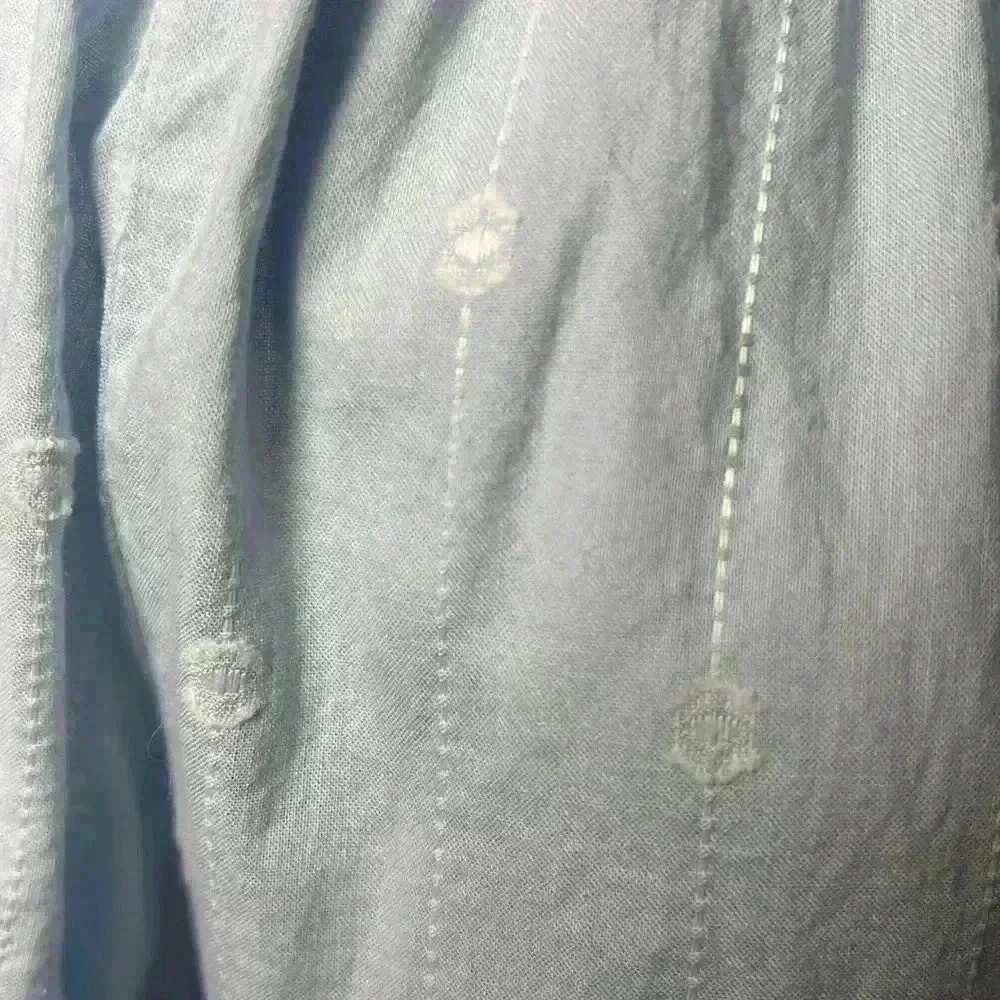 J. Crew Embroidered Ruffle Tie Back Long Sleeve Top Size M Light Blue & White - Picture 4 of 8